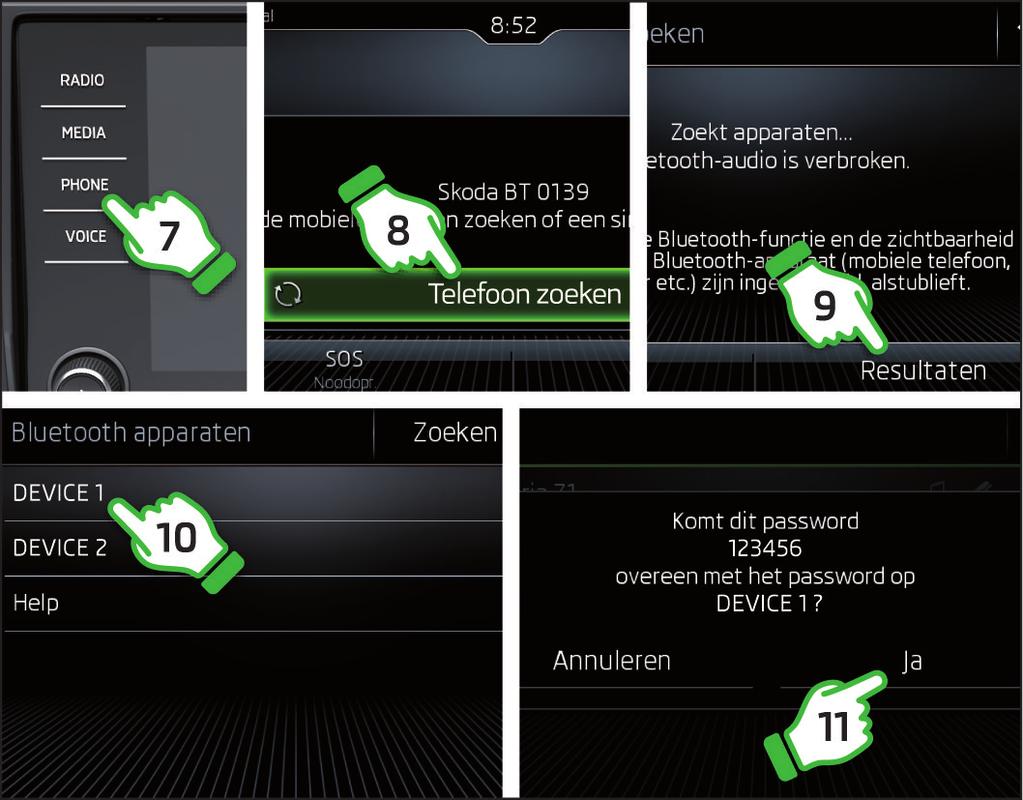 Bluetooth en de zichtbaarheid ervan inschakelen, zie stappen 4 t/m 6.