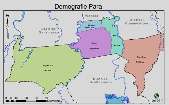 VIII. PARA 1. GEOGRAFIE Het district Para is in het noorden gelegen tussen de 4,98 en 5,70 NB en in het westen tussen de 54,58 en 55,98 WL. De hoofdplaats is Onverwach t in het ressort Zuid Para.