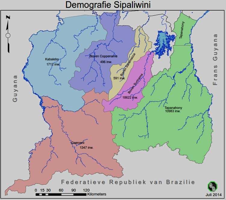 X. SIPALIWINI 1. GEOGRAFIE Het district Sipaliwini is in het noorden gelegen tussen de 2,00 en 5,51 NB en in het westen tussen de 54,00 en 58,00 WL.