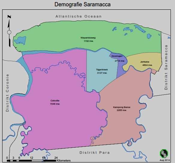 V. SARAMACCA 1. GEOGRAFIE Het district Saramacca is in het noorden gelegen tussen de 5,38 en 5,99 NB en in het westen tussen de 55,28 en 55,96 WL.
