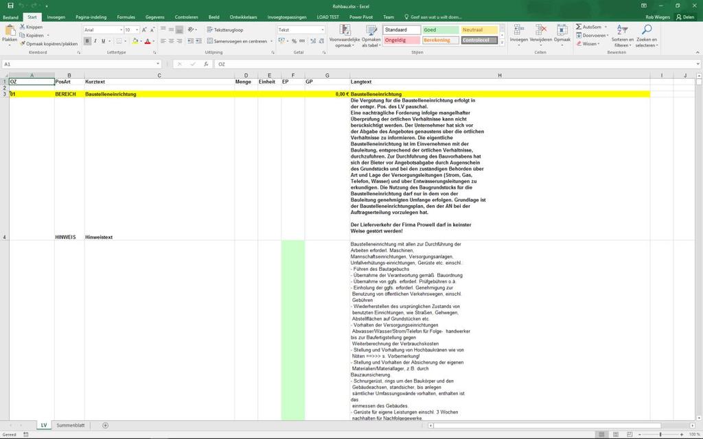 Nadat de bestandsnaam is opgegeven en op Opslaan is geklikt, wordt direct het bestand in EXCEL geopend en