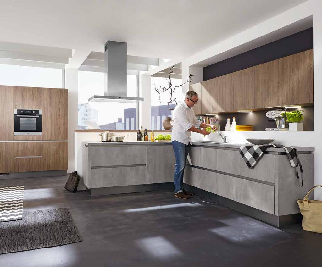 tijdloze esthetiek door greeploze fronten Culineo 205 Moderne keuken in betonlook krachtige elementen Scheppen
