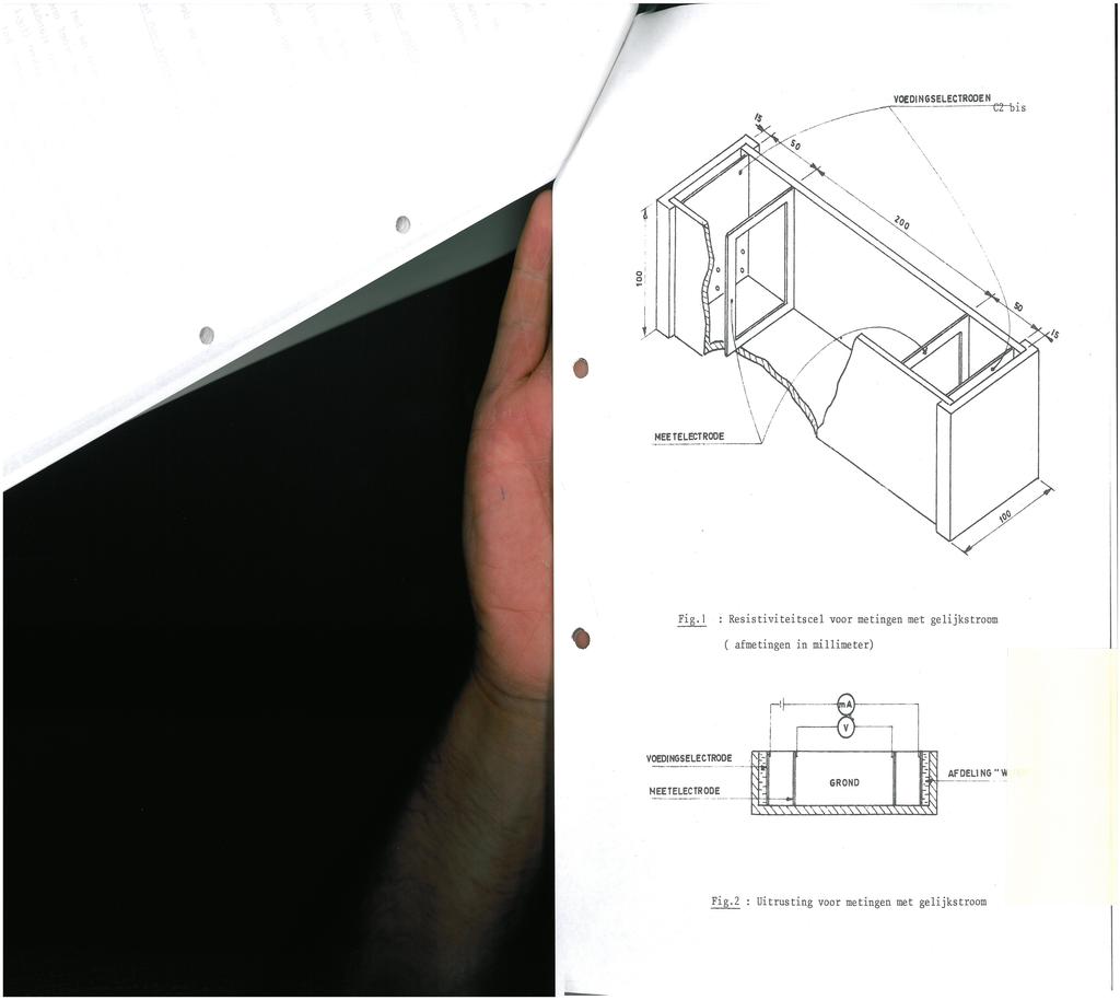 Hoofdstuk 24 - Geotechnische constructie-elementen en constructies Figuur 24-4-1: Resistiviteitscel voor metingen met gelijkstroom (afmetingen in mm) Figuur 24-4-2: Uitrusting voor metingen met