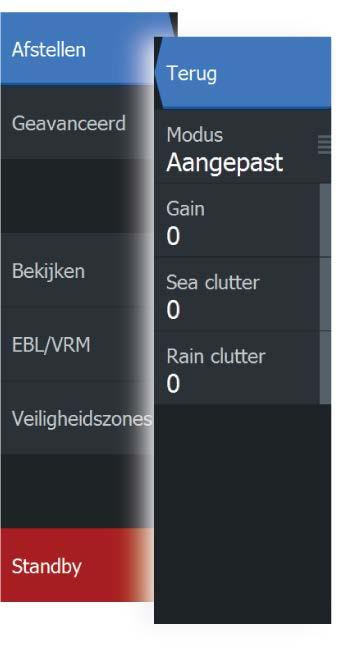 Zenden De scanner is aan en zendt. Ontdekte doelen worden op de PPI (Plan Position Indicator) van de radar getekend.