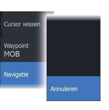 Als u de MOB-functie activeert, wordt automatisch één van de volgende acties uitgevoerd: op de positie van het vaartuig wordt een MOB-waypoint geplaatst het display schakelt over naar een ingezoomd