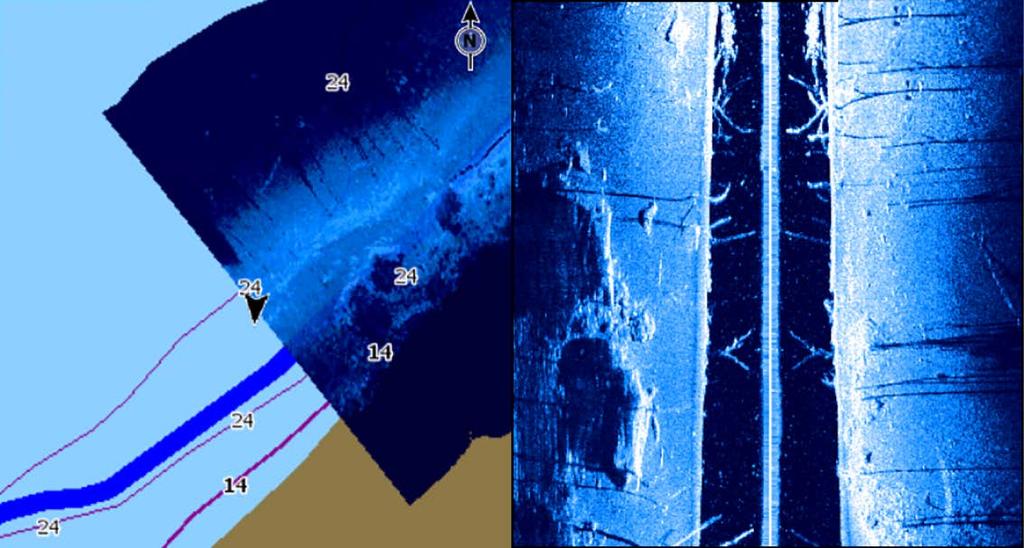 10 StructureMap De StructureMap functie projecteert SideScan beelden van een StructureScan bron als overlay op de kaart.