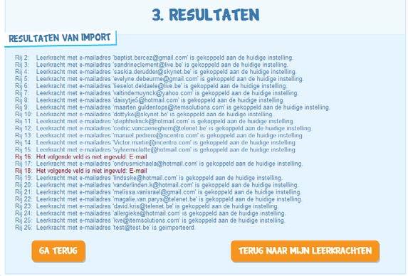 Verwijder leerkrachten die geen les meer zullen geven in je school. Voeg nieuwe leerkrachten toe. Bewaar de wijzigingen in Excel op je computer. Ga terug naar AmbraSoft en klik op de knop Ga verder.