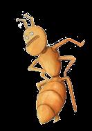 Mier heeft een probleem. Kgg! Arr! Nnh! Pft! Het mierenzweet druipt van Mier af. Hij leunt uitgeput tegen zijn hapje aan. Dit heeft geen zin.
