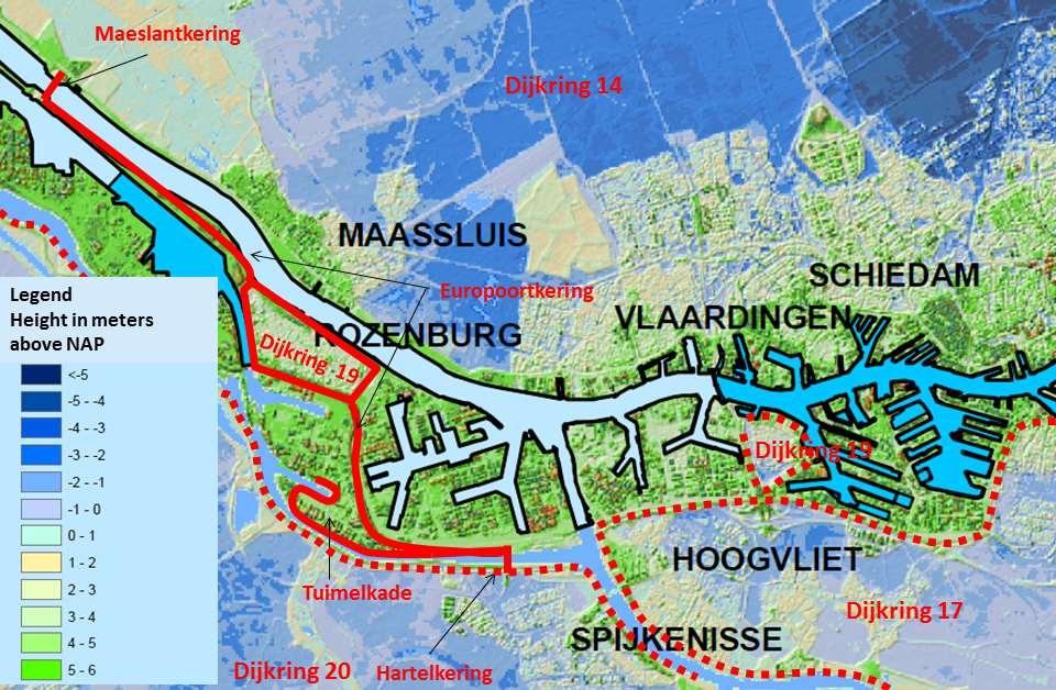 Figuur 8. Waterveiligheidssituatie rondom het pilotgebied Botlek.