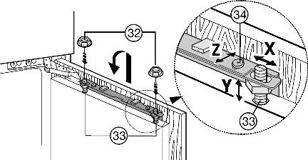 26 (31) in het midden uitlijnen: korte middellijn op de meubeldeur uittekenen, pijlpunten van de dwarsstrip daarboven plaatsen. w Afstanden tot de buitenkant zijn links en rechts even groot.