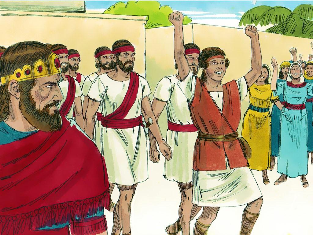 Saul probeert David te doden. Hoe reageerde de mensen in Israël op de overwinning op de Filistijnen?