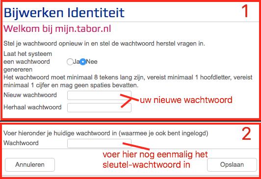 1. Uw wachtwoord opnieuw instellen (indien u uw wachtwoord niet meer weet, of uw account is geblokkeerd) 1. U gaat via de browser naar http://mijn.tabor.nl 2.