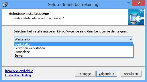 3. Installatie update Infine Jaarrekening Wanneer u het programma in een netwerk gebruikt, dan hoeft deze update slechts vanaf één werkstation te worden geïnstalleerd.