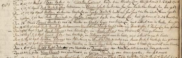 te Midwolda. op zondag 6 april 1760, wonende aldaar, overleden aldaar op vrijdag 1 september 1809, 49 jaar en 148 dagen oud. Zwaantje is getrouwd te Midwolda.