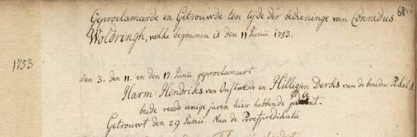 Wildrik is ondertrouwd te Midwolda. op zaterdag 24 juni 1809 voor de kerk, op 56-jarige leeftijd met Frouke Freriks (43 jaar oud), gedoopt te Midwolda. op zondag 18 augustus 1765, wonende aldaar.