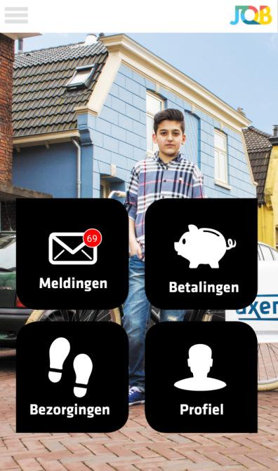 Je komt direct terecht op het startscherm waar je via de buttons Meldingen, Bezorgingen, Profiel of Betalingen direct kunt kiezen naar welk