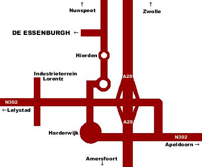 Routebeschrijving naar Kasteel de Essenburgh Per openbaar vervoer Vanaf station Harderwijk neemt u lijn 103 richting Nunspeet (Zwolle). Vanaf station Nunspeet neemt u lijn 103 richting Harderwijk.