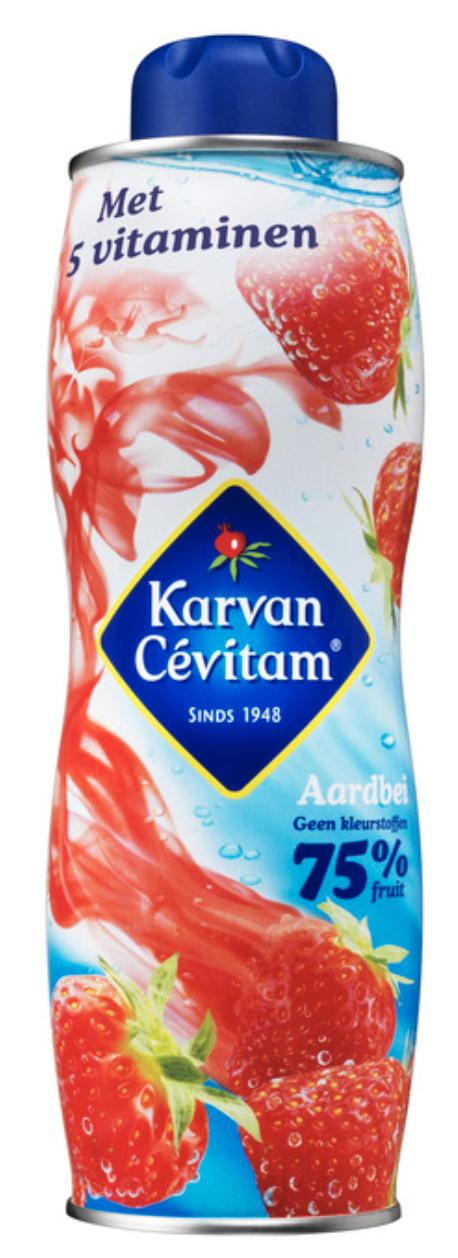 Basis isotone sportdrank: Karvan Cévitam Aardbei Hoeveelheid koolhydraten in siroop: 73 g/100 ml 27 ml siroop 473 ml water 0,11 / 500 ml 41 ml siroop 459 ml