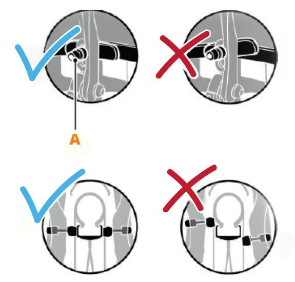 De remmen afstellen (V-brake) 1. Controleer of de remblokken recht op de velgen staan door in de voorrem rem te knijpen. 2.