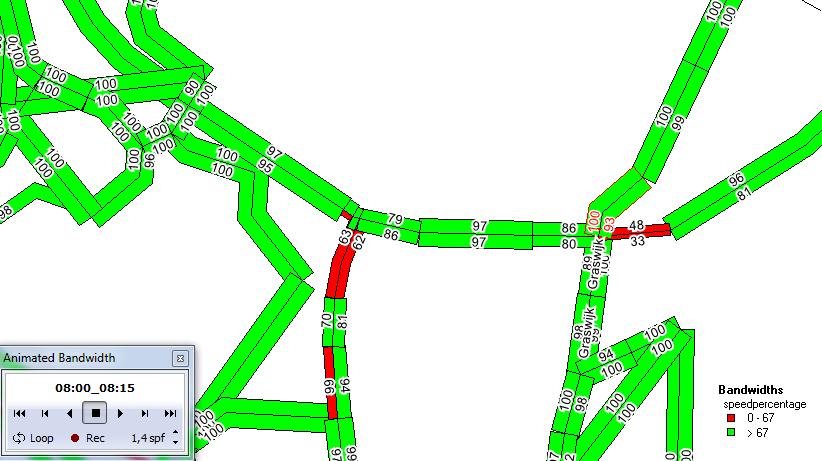 Bijlage 6: Stappenplan voor het simuleren op tijdstip 1800 seconden (voor uitleg van routekeuzes in het model wordt verwezen naar bijlage 5).