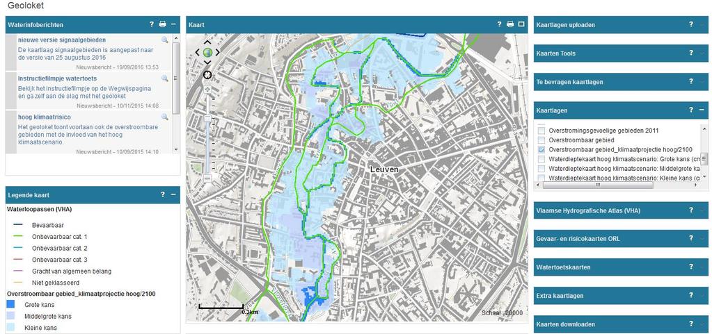 2. Pilootstudie: pluviale vs. fluviale modellen Fluviale overstromingskaarten www.waterinfo.