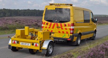 Figuur 4 Meten van de droge remvertraging met meting onder verkeer met 100% slipaanhanger bij 70 km/u.