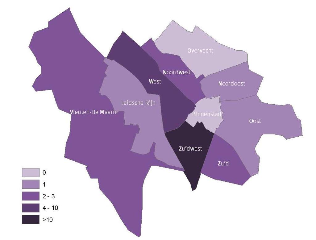 Winkelatlas gemeente Utrecht 2011 Winkelgebieden in de wijk In de dagelijkse sector ligt de vloerproductiviteit op een hoog niveau ( 11 duizend per m² wvo) in het GWC Kanaleneiland.