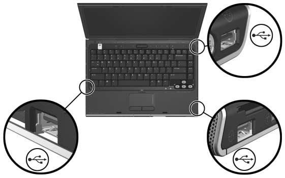 Upgrades en vervanging van hardware USB-apparaat aansluiten Een apparaat dat met een USB-kabel is aangesloten op de notebookcomputer, kan alleen worden gebruikt wanneer de computer met Windows werkt.