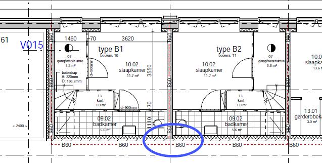 Aanvullend detail: Aansluiting betonwand op kalkzandsteen wand souterrain Figuur 9: