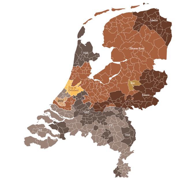 Bijna de helft van de verzekeraars maakt bij de inkoop van wijkverpleging onderscheid tussen het kernwerkgebied en de rest van Nederland. De overige vijf verzekeraars maken dit onderscheid niet.