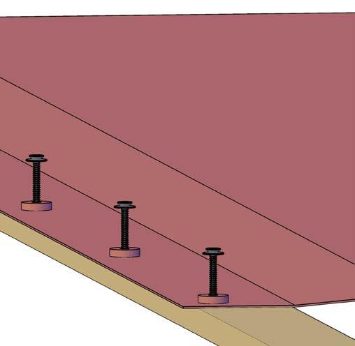KY-DB KY-HOUT-18X70 Robisol Dakvlak hoger dan 3000 Bij een dakvlak hoger dan 3000 mm worden meedere delen dakbedekking overlappend geplaatst.