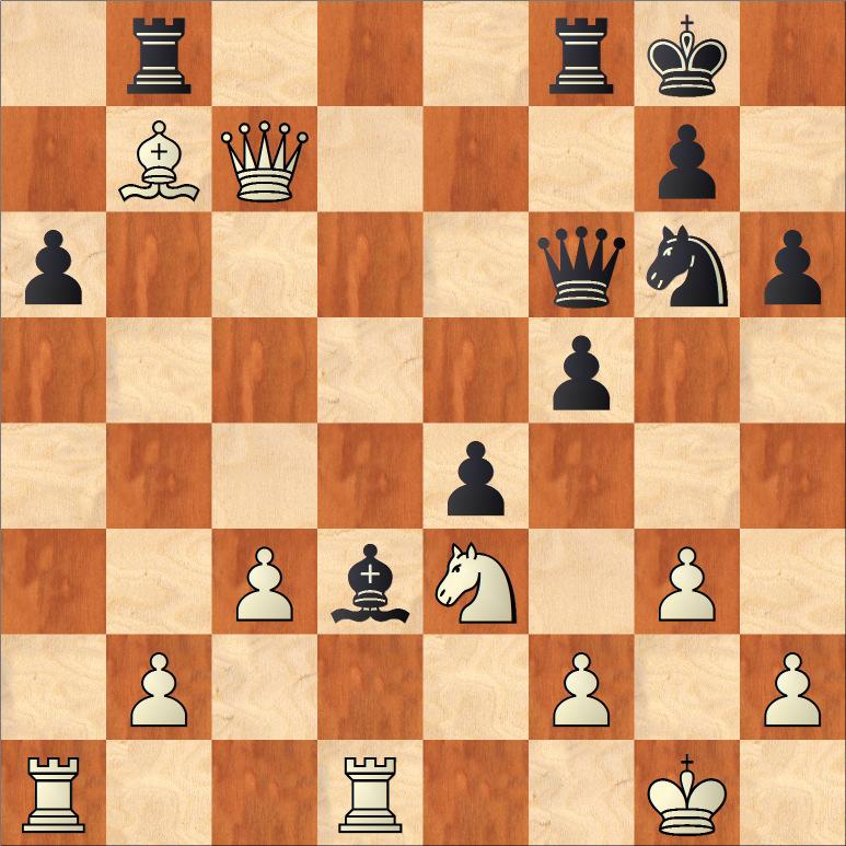 Een betere verdediging was 20...Thg8 21.Lxe5 Pf7 22.Lf4 Dd4 23.Df3 Ld6 24.Ld6 Pd6 25.Pgxf5 Lxf5 26.Pxf5 Pxf5 27.Dxf5+ Kb8, al staat wit wel duidelijk beter na 18.Tae1.