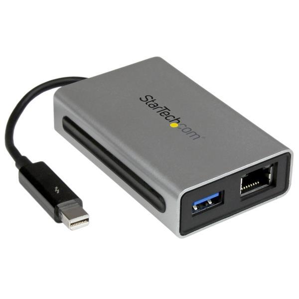 Thunderbolt naar gigabit Ethernet plus USB 3.0 - Thunderbolt-adapter Product ID: TB2USB3GE Met de TB2USB3GE Thunderbolt naar gigabit Ethernet + USB 3.