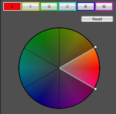 Kleur aanpassen U kunt het geselecteerde kleurgebied aanpassen door middel van tint, kleurverzadiging en helderheid.