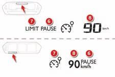 Bediening op het stuurwiel Weergave op het instrumentenpaneel Om de snelheidsbegrenzer te kunnen inschakelen moet de ingestelde snelheid minimaal 30 km/h bedragen.