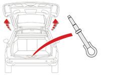 Praktische informatie Slepen van de auto U kunt de auto laten slepen door een andere auto of een andere auto slepen met behulp van het sleepoog.