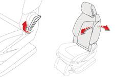 Comfort Rugleuning van de passagiersstoel F Beweeg de hendel omhoog om de rugleuning te verstellen. Laat de hendel los als de rugleuning zich in de gewenste positie bevindt.