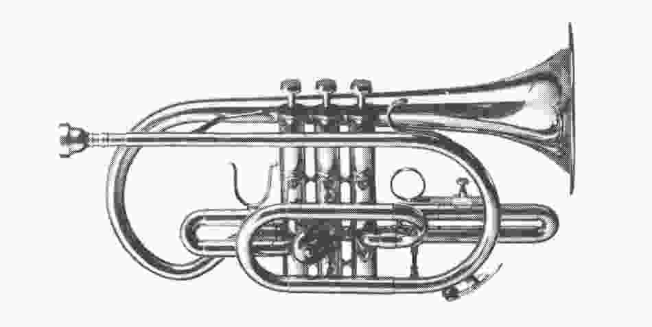 CORNET (H) De cornet is een aan de bugel verwant koperen blaasinstrument. In vergelijking met de bugel is de kornet wat lastiger bespeelbaar door de engere mensuur.