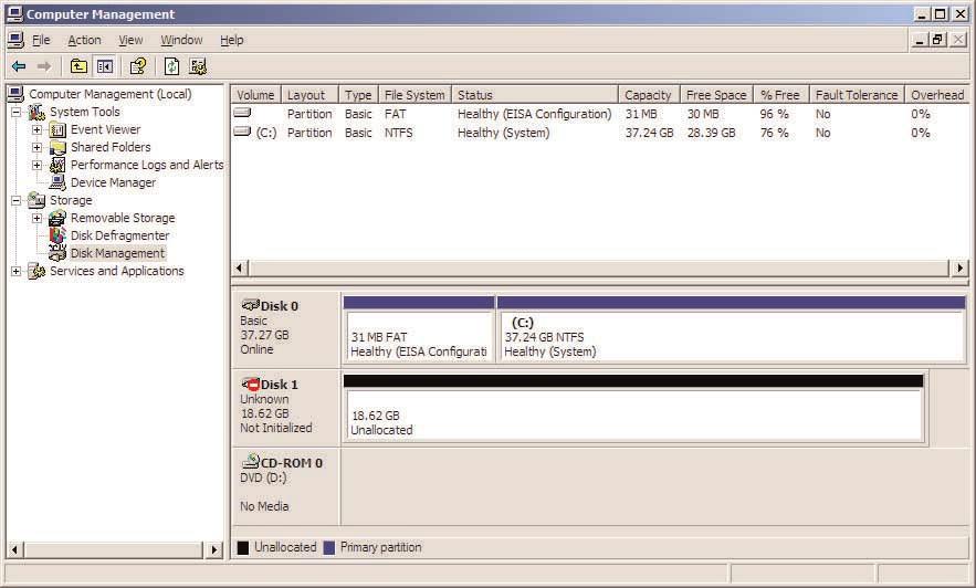 4. De LaCie-drive gebruiken pagina 26 4.1.2. Windows-gebruikers Windows 2000 and XP - Gebruik het hulpprogramma Schijfbeheer van het besturingssysteem.