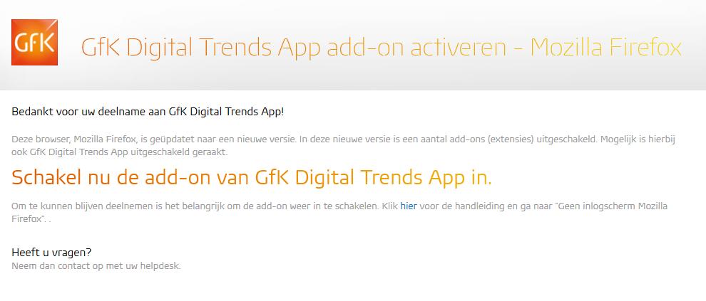 Mozilla Firefox Als u GfK Digital Trends App heeft geïnstalleerd