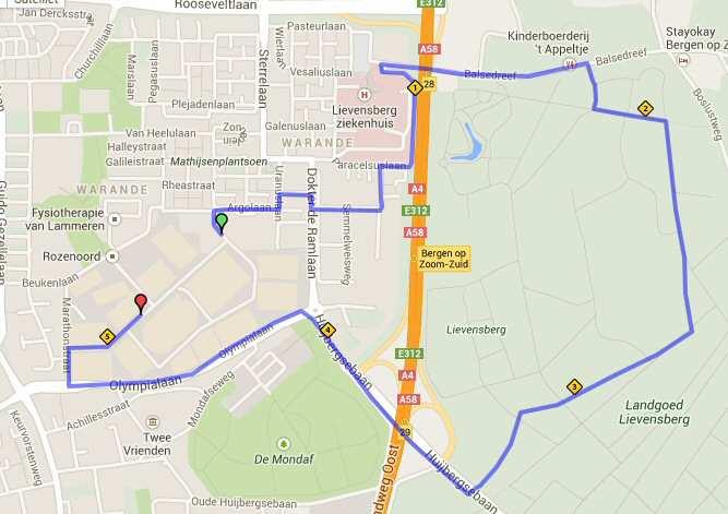 Route,s Bergen op Zoomse wandelavondvierdaagse 2015 1-2-3-4- Juni 2015 Route Eerste Avond 6 km. poort Jupiterweg 2. RA Argolaan 3. LA Uranuslaan 4. RA Arielstraat 5. RA Dr de Ramlaan 6.