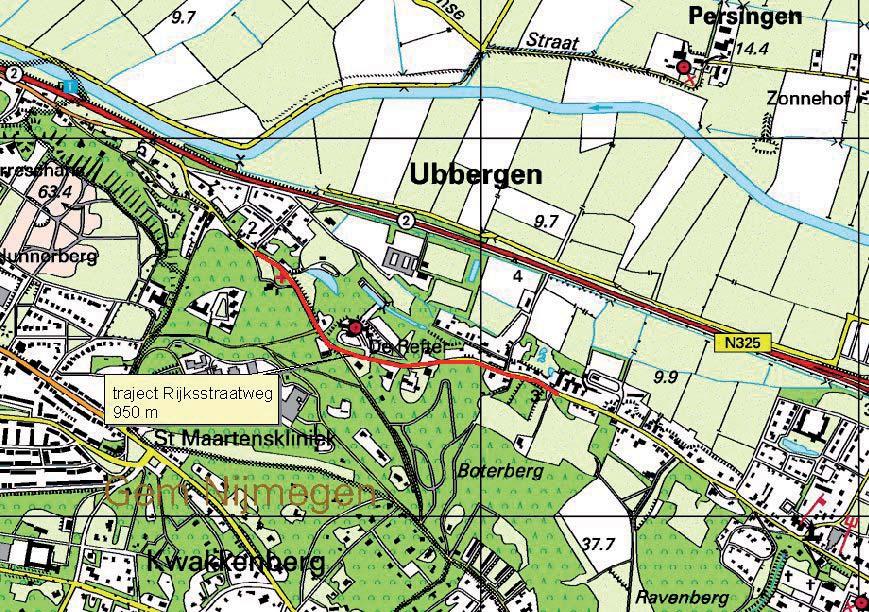 Probleemwegen voor migrerende amfibieën in de gemeente Ubbergen KRUISSTRAAT Traject tussen Ooijse bandijk en Hezelstraat (450 meter).
