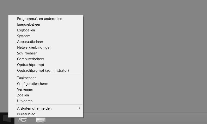 4 Tip Handig verborgen menu Via de nieuwe startknop is ook een menu beschikbaar. Via dit menu kunt u in Windows 8.1 ook de pc afsluiten of uzelf kunt afmelden bij een account.