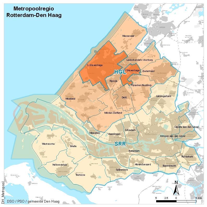 8 HAAGSE REGIO 8.1 INLEIDING Den Haag ligt niet geïsoleerd in het land. Sinds 1 januari 2015 maakt Den Haag deel uit van de Metropoolregio Rotterdam-Den Haag (MRDH).