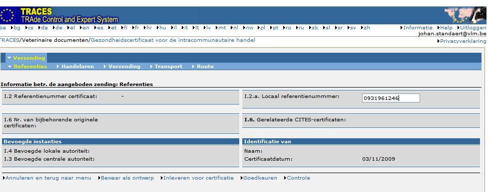 vrachten worden vervoerd dan moet u het locaal referentienummer als volgt invullen: