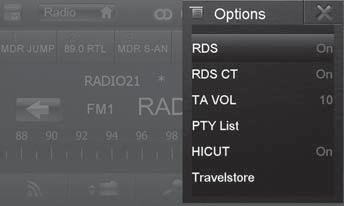 Radioweergave Zenders automatisch programmeren (Travelstore) Met Travelstore kunt u de 6 sterkste zenders van de regio automatisch zoeken en op de geheugenniveaus FM1, FM2 of FM3 opslaan.
