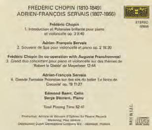 Cd Chopin/Servais.