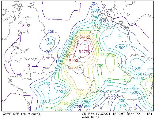 Cape Convective available potential energy ofwel de onstabiliteitsenergie.