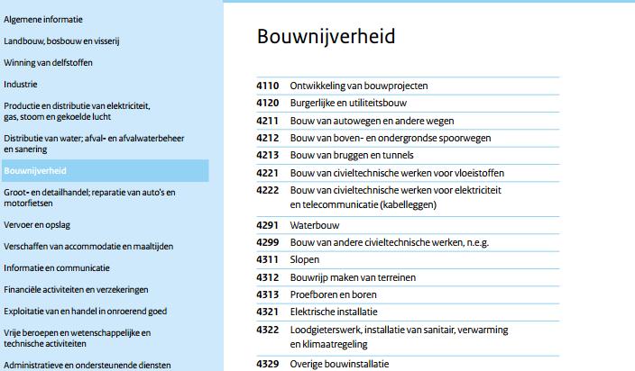 Hulpmiddelen voor bepaling van een werk NACE lijst (bijlage 2 richtlijn 2014/24/EU) Nomenclature