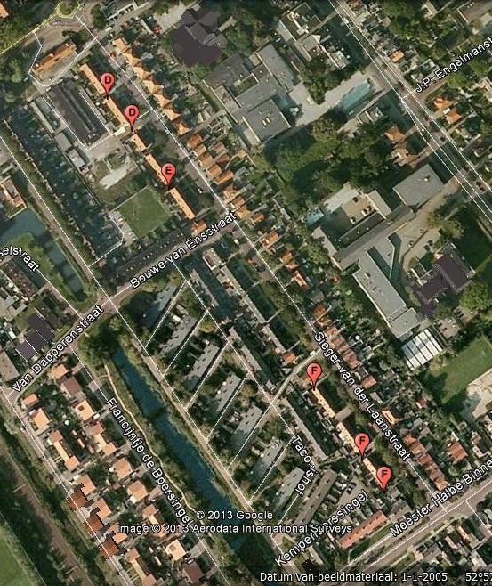 Figuur 2: Kaart met vaste verblijven gewone dwergvleermuis Heerenveen oost.